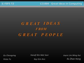 G-FSP3-T2 CZ1004 - Great Ideas in Computing