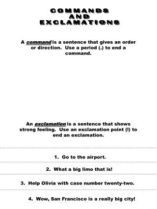 COMMANDS AND EXCLAMATIONS