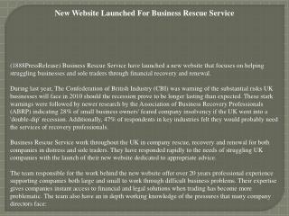 New Website Launched For Business Rescue Service