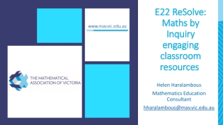 E22 ReSolve : Maths by Inquiry engaging classroom resources     