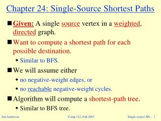 Chapter 24: Single-Source Shortest Paths