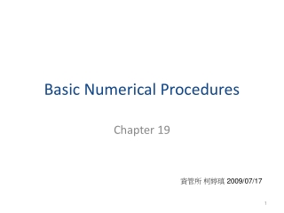 Basic Numerical Procedures