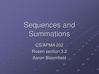 Sequences and Summations