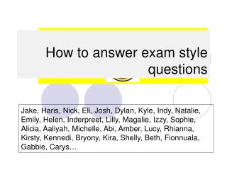 How to answer exam style questions
