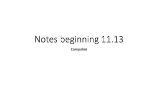 Notes beginning 11.13
