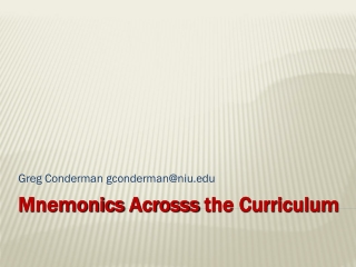 Mnemonics Acrosss the Curriculum