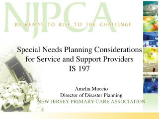 Special Needs Planning Considerations for Service and Support Providers IS 197