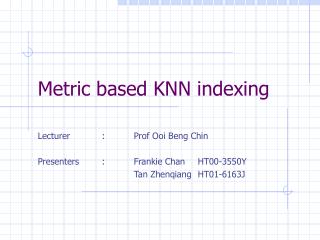 Metric based KNN indexing
