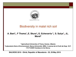 Biodiversity in matel rich soil