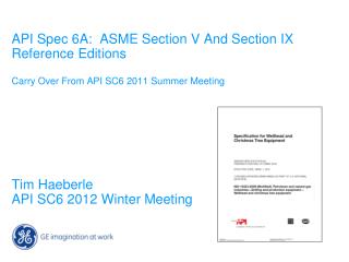 Tim Haeberle API SC6 2012 Winter Meeting