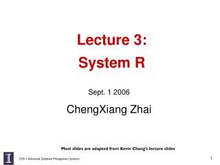 Lecture 3: System R