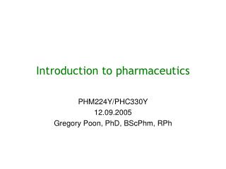 PPT - Introduction To Pharmaceutics PowerPoint Presentation, Free ...