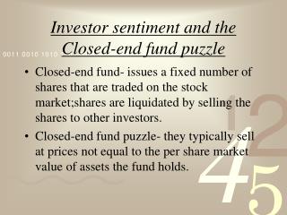 Investor sentiment and the Closed-end fund puzzle