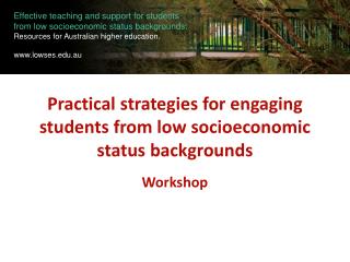 Practical strategies for engaging students from low socioeconomic status backgrounds