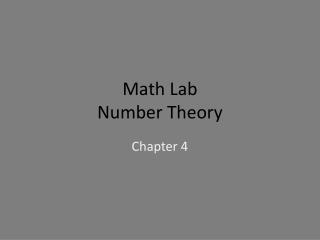 Math Lab Number Theory