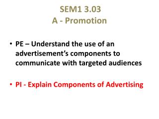 SEM1 3.03 A - Promotion