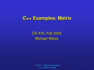 C++ Examples: Matrix