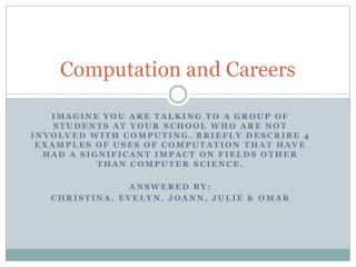 Computation and Careers
