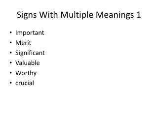 Signs With Multiple Meanings 1