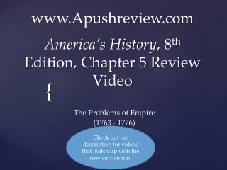 America’s History , 8 th Edition, Chapter 5 Review Video