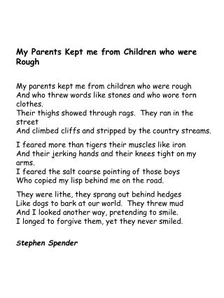 PPT - My Parents Kept me from Children who were Rough My parents kept ...