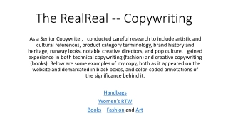 The RealReal -- Copywriting