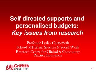 Self directed supports and personalised budgets: Key issues from research