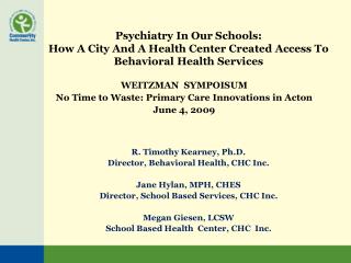 Psychiatry In Our Schools: How A City And A Health Center Created Access To Behavioral Health Services