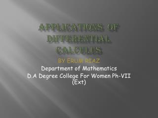 differential calculus applications