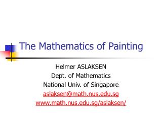 The Mathematics of Painting