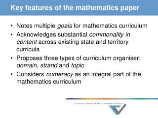 Key features of the mathematics paper