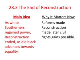 28.3 The End of Reconstruction