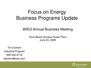 Focus on Energy Business Programs Update