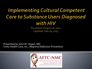 Presented by John W. Hogan, MD Unity Health Care, Inc., Regional Addiction Prevention