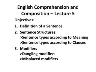 English Comprehension and Composition – Lecture 5