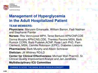Management of Hyperglycemia in the Adult Hospitalized Patient