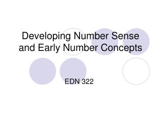 Developing Number Sense and Early Number Concepts