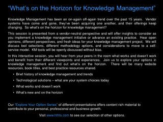 “What’s on the Horizon for Knowledge Management”