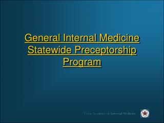 General Internal Medicine Statewide Preceptorship Program