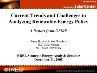 Current Trends and Challenges in Analyzing Renewable-Energy Policy