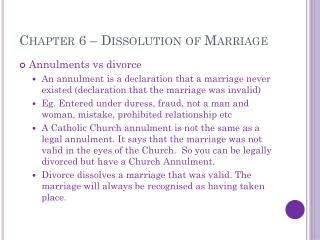 Chapter 6 – Dissolution of Marriage