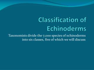 Classification of Echinoderms