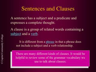 Sentences and Clauses