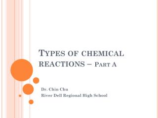 Types of chemical reactions – Part A