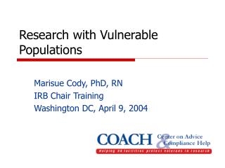 Research with Vulnerable Populations
