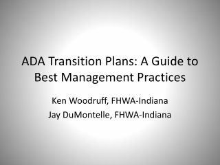 ADA Transition Plans: A Guide to Best Management Practices
