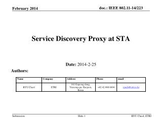 Service Discovery Proxy at STA