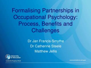 Formalising Partnerships in Occupational Psychology: Process, Benefits and Challenges