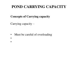 POND CARRYING CAPACITY