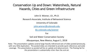 Conservation Up and Down: Watersheds, Natural Hazards, Cities and Green Infrastructure